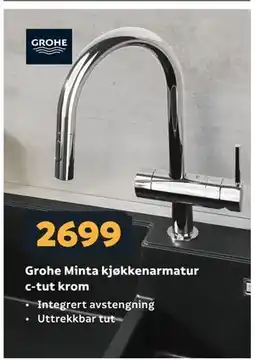 Megaflis Grohe Minta kjøkkenarmatur c-tut krom tilbud
