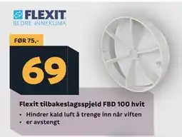 Megaflis Flexit tilbakeslagsspjeld FBD 100 hvit tilbud