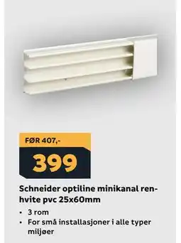 Megaflis Schneider optiline minikanal renhvite pvc 25x60mm tilbud