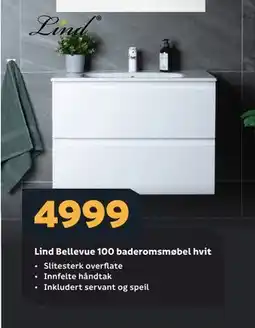 Megaflis Lind Bellevue 100 baderomsmøbel hvit tilbud