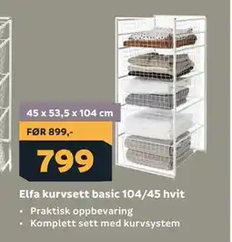 Megaflis Elfa kurvsett basic 104/45 hvit tilbud
