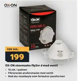 Megaflis OX-ON støvmaske ffp2nr d med ventil tilbud