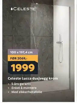 Megaflis Celeste Lucca dusjvegg krom tilbud