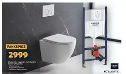 Megaflis Celeste Unico veggskål + Grohe Rapid SL sisterne u/trykkplate tilbud