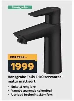 Megaflis Hansgrohe Talis E 110 servantarmatur matt sort tilbud