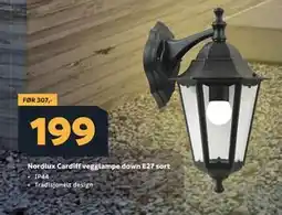 Megaflis Nordlux Cardiff vegglampe down E27 sort tilbud