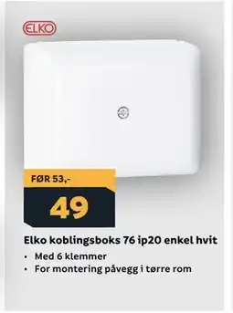 Megaflis Elko koblingsboks 76 ip20 enkel hvit tilbud