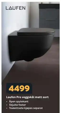 Megaflis Laufen Pro veggskål matt sort tilbud