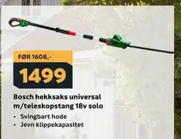Megaflis Bosch hekksaks universal m/teleskopstang 18v solo tilbud