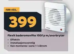 Megaflis Flexit baderomsvifte 100f p m/snorbryter tilbud