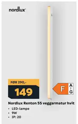 Megaflis Nordlux Renton 55 veggarmatur hvit tilbud
