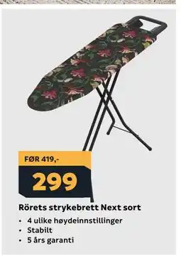 Megaflis Rörets strykebrett Next sort tilbud