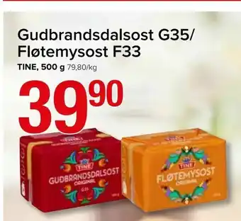 Spar Gudbrandsdalsost G35/ Fløtemysost F33 tilbud