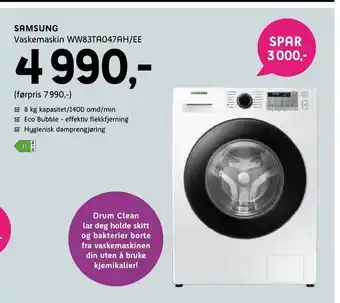 ELON Samsung Vaskemaskin WW83TA047AH/EE tilbud