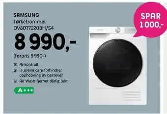 ELON Samsung Tørketrommel DV80T7220BH/S4 tilbud
