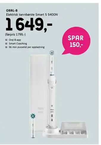 ELON Oral-b Elektrisk tannbørste Smart 5 5400N tilbud