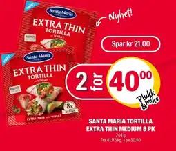 Coop Extra Santa maria tortilla extra thin medium 8 pk tilbud
