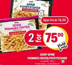 Coop Extra Coop sprø pommes frites/potetstaver tilbud
