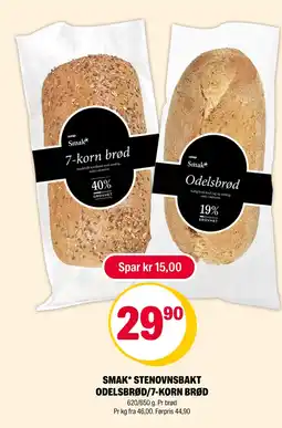 Coop Extra Smak* stenovnsbakt odelsbrød/7-korn brød tilbud