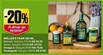 Europris Möller's tran 500 ml tilbud