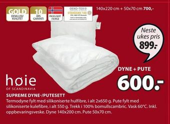 JYSK SUPREME DYNE-/PUTESETT tilbud
