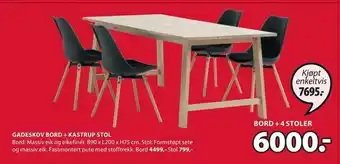 JYSK Gadeskov bord + kastrup stol tilbud