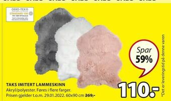 JYSK Taks imitert lammeskinn tilbud