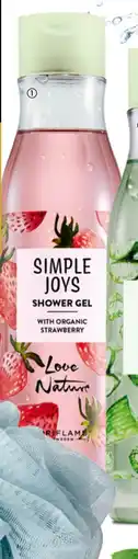 Oriflame Simple Joys Shower Gel with Organic Strawberry Love Nature tilbud