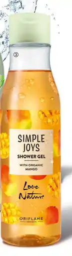 Oriflame Simple Joys Shower Gel with Organic Mango Love Nature tilbud