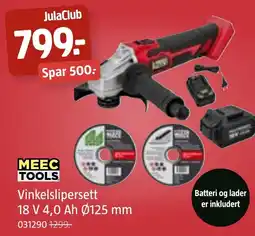 Jula Vinkelslipersett 18 V 4.0 Ah Ø125 mm tilbud