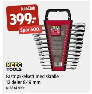 Jula Fastnøkkelsett med skralle 12 deler 8-19 mm, Medlemspris tilbud
