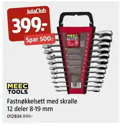 Jula Fastnøkkelsett med skralle 12 deler 8-19 mm tilbud