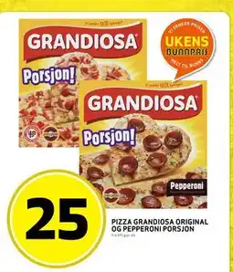 Bunnpris PIZZA GRANDIOSA ORIGINAL OG PEPPERONI PORSJON tilbud