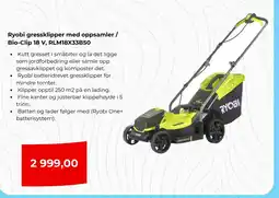 Clas Ohlson Ryobi gressklipper med oppsamler/ Bio-Clip 18 V, RLM18X33B50 tilbud