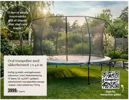 Europris Oval trampoline med sikkerhetsnett 3 x 4,6 m tilbud