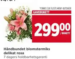 Meny Håndbundet blomstermiks delikat rosa tilbud