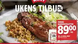Meny FERSKE NAKKEKOTELETTER tilbud