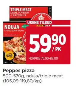 Meny Peppes pizza tilbud