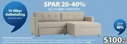 JYSK TEGLHUSE sovesofa med sjeselong tilbud