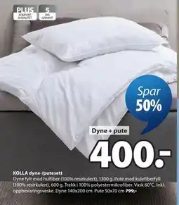 JYSK KOLLA dyne-/putesett tilbud