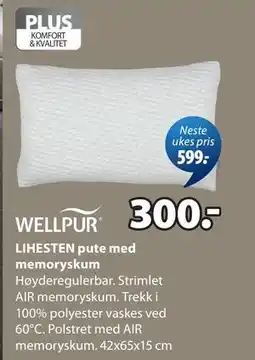 JYSK LIHESTEN pute med memoryskum tilbud