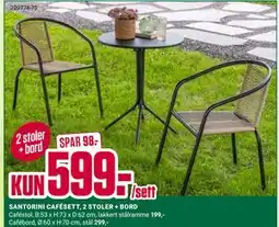Europris SANTORINI CAFÉSETT, 2 STOLER + BORD tilbud