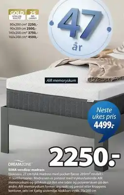 JYSK EIMA vendbar madrass tilbud