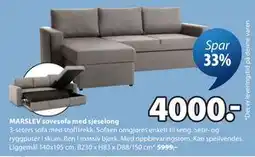 JYSK MARSLEV sovesofa med sjeselong tilbud