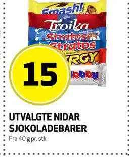 Bunnpris UTVALGTE NIDAR SJOKOLADEBARER tilbud