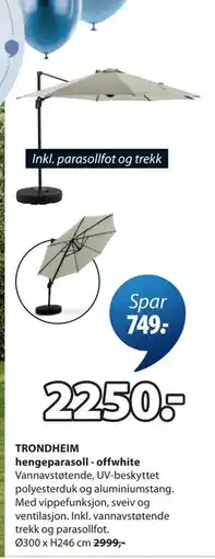 JYSK TRONDHEIM hengeparasoll - offwhite tilbud