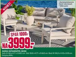 Europris GARDA SOFAGRUPPE, BEIGE tilbud