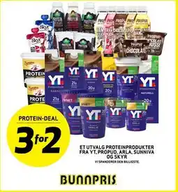 Bunnpris ET UTVALG PROTEINPRODUKTER FRA YT, PROPUD, ARLA, SUNNIVA OG SKYR tilbud