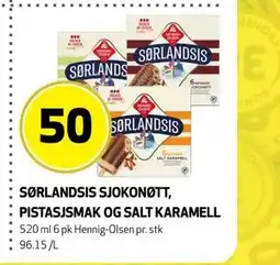 Bunnpris SØRLANDSIS SJOKONØTT, PISTASJSMAK OG SALT KARAMELL tilbud