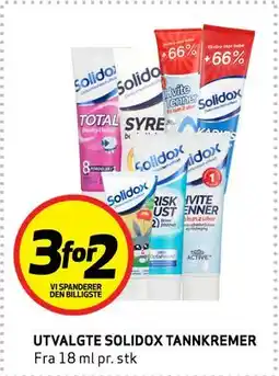 Bunnpris UTVALGTE SOLIDOX TANNKREMER tilbud